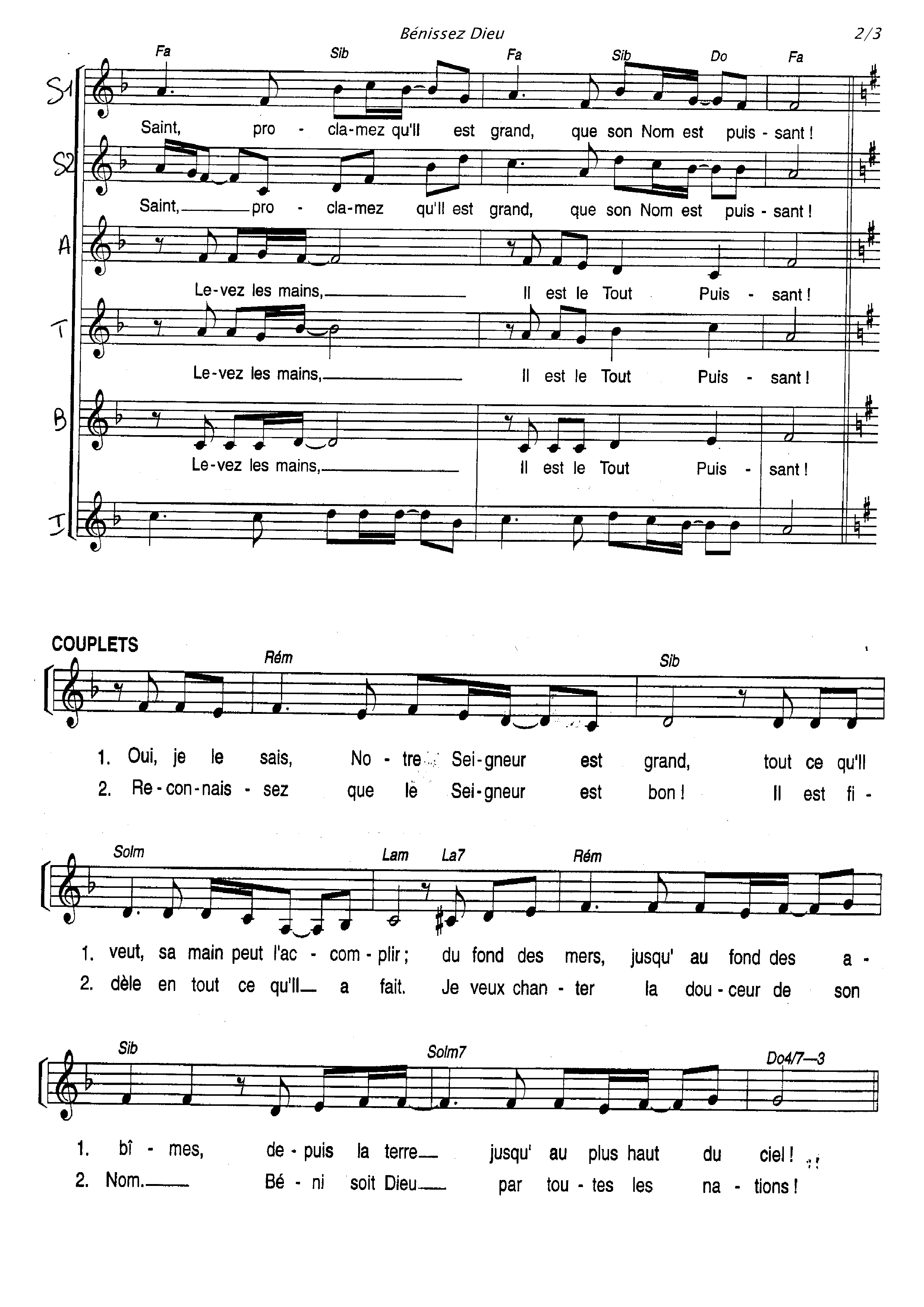 Page 2 de Bénissez Dieu