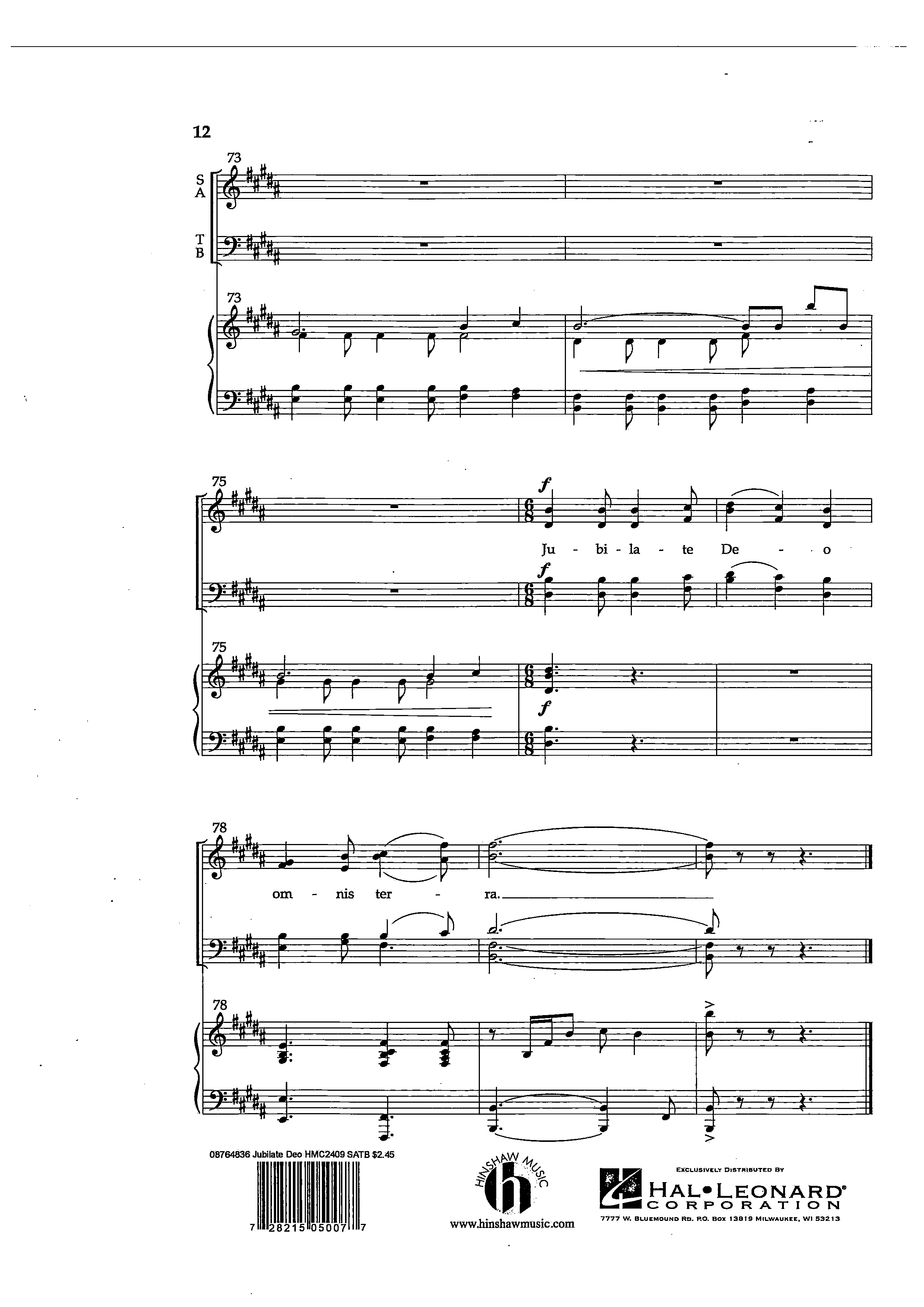 Page 10 de Jubilate Deo (SATB et piano)
