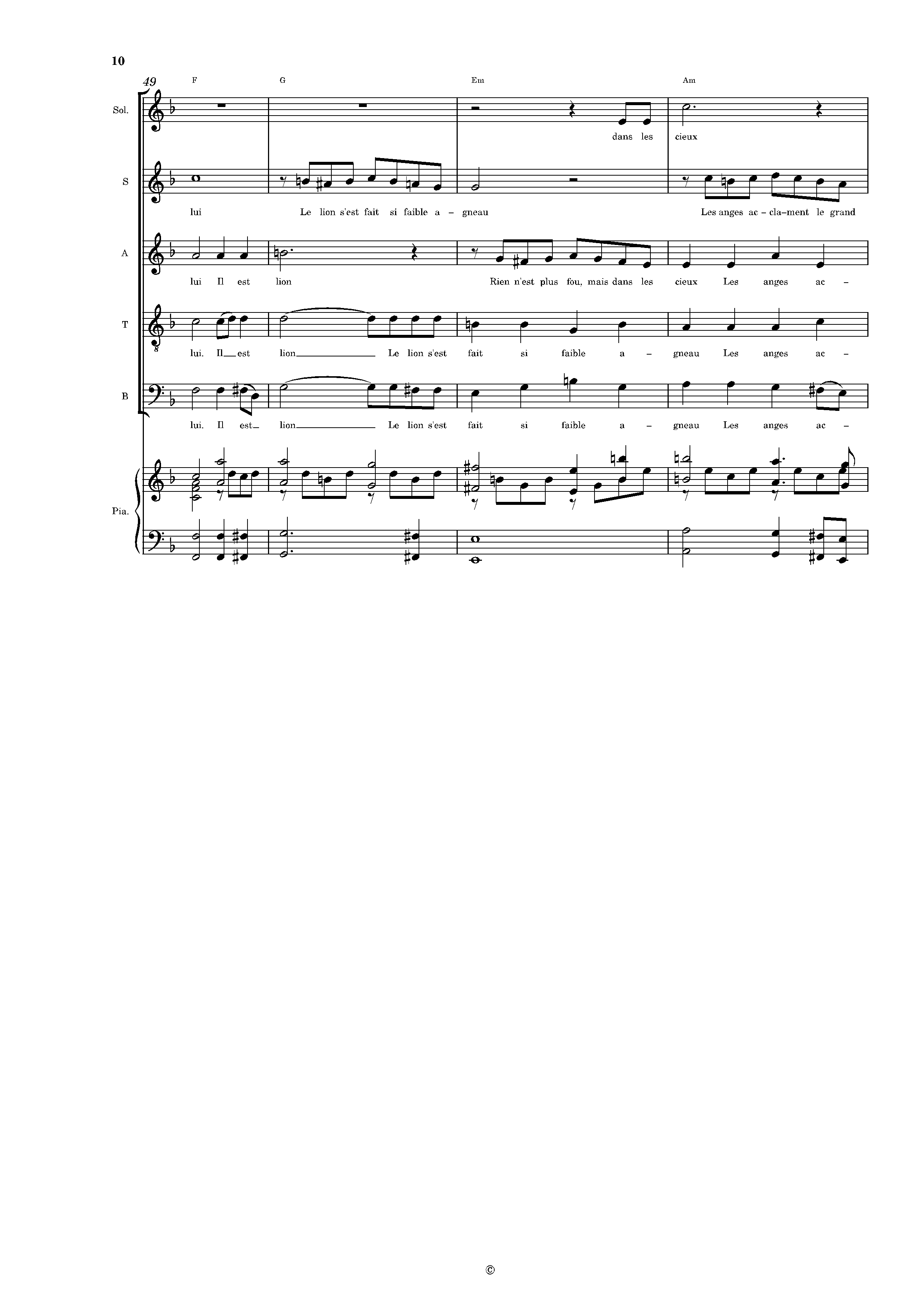 Page 10 de Le Lion (piano voix SATB)
