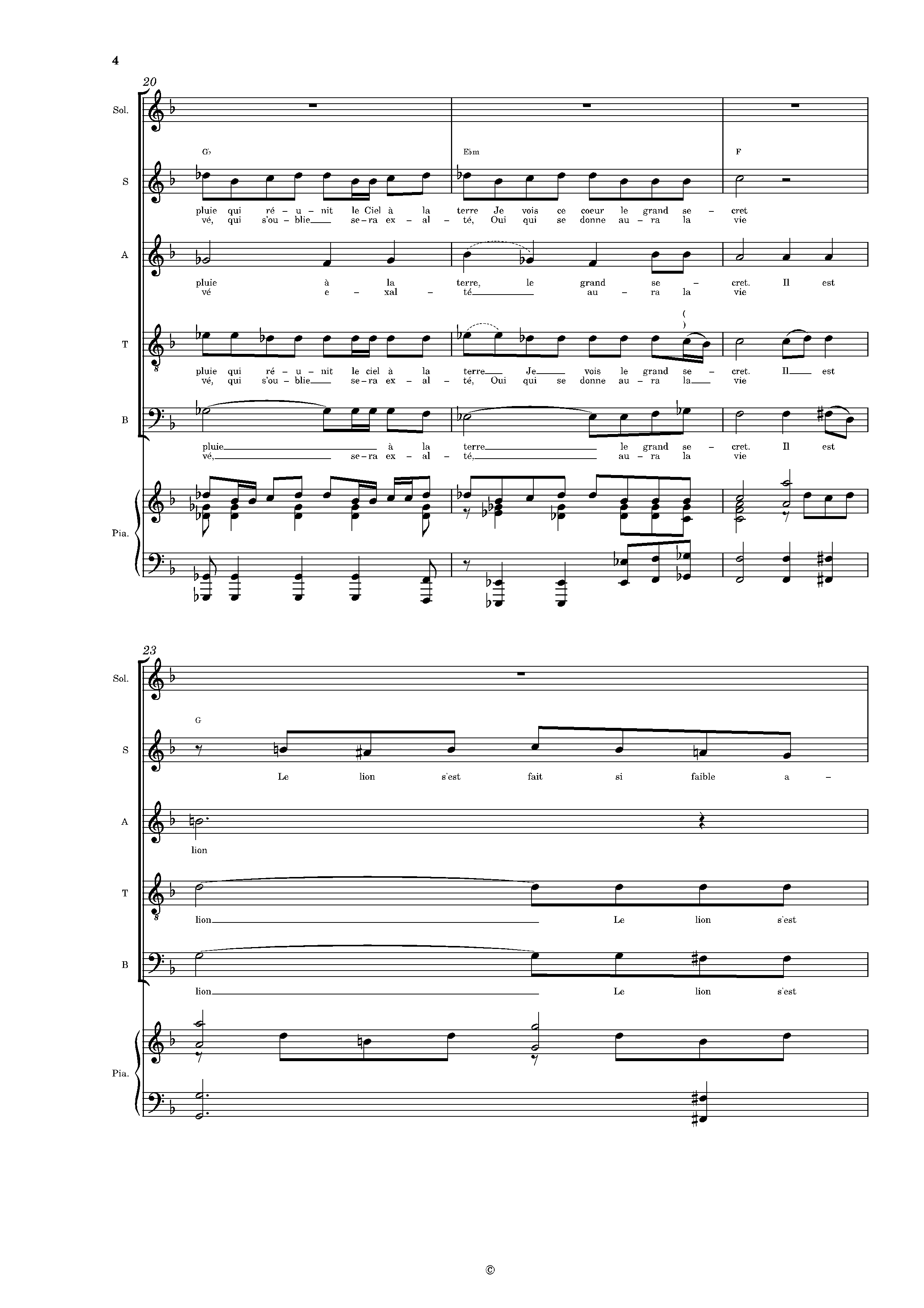 Page 4 de Le Lion (piano voix SATB)