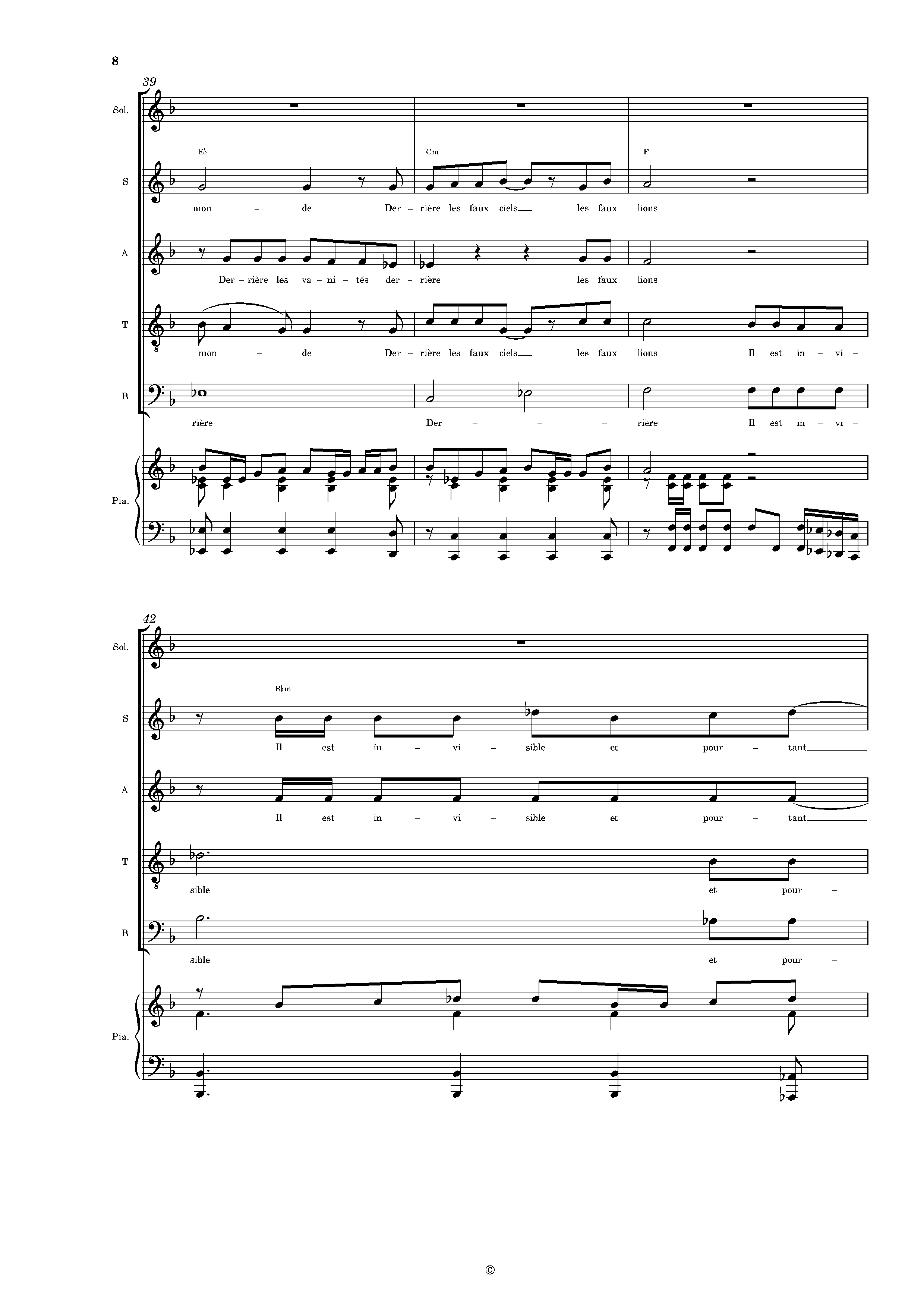 Page 8 de Le Lion (piano voix SATB)