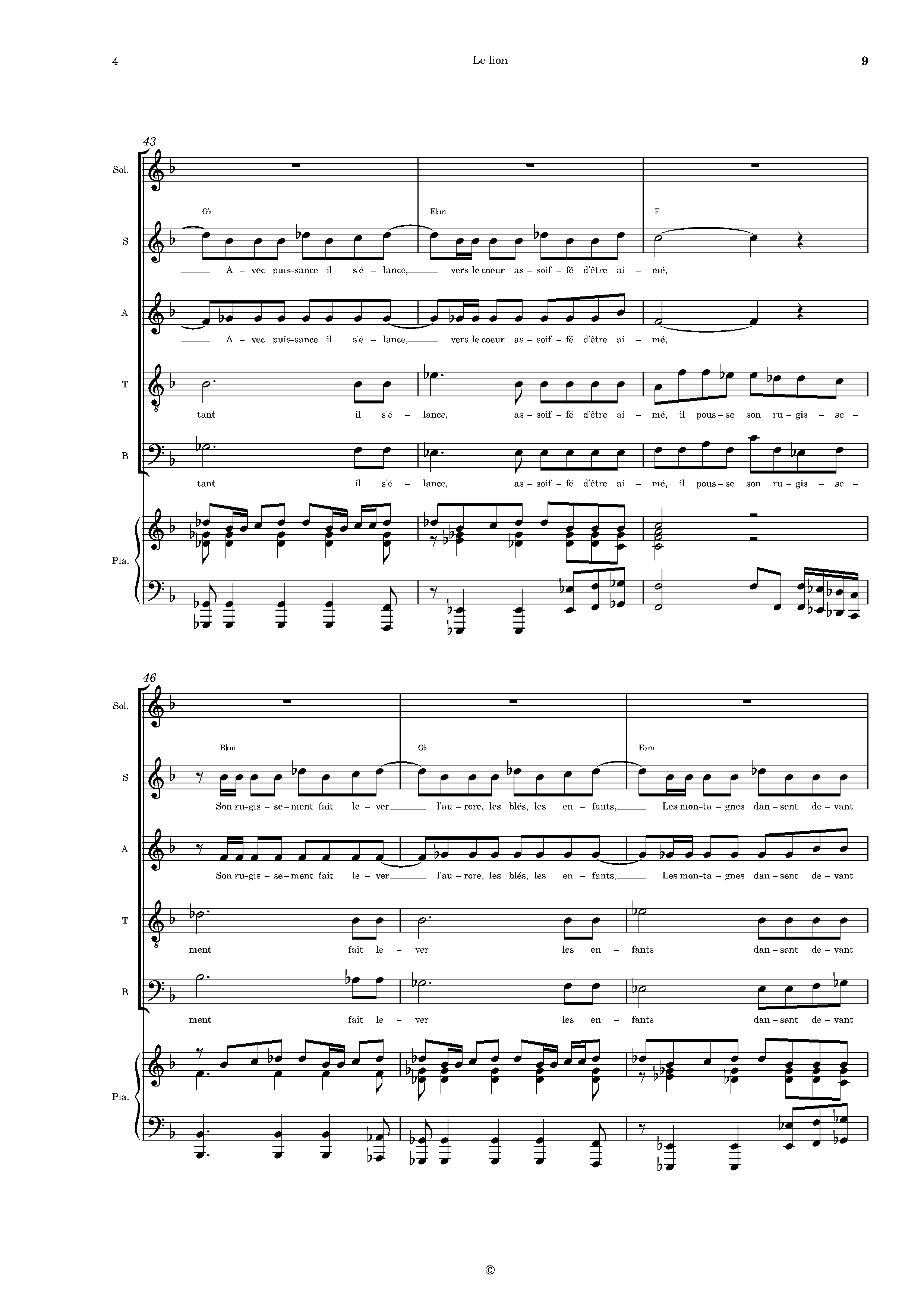 Page 9 de Le Lion (piano voix SATB)