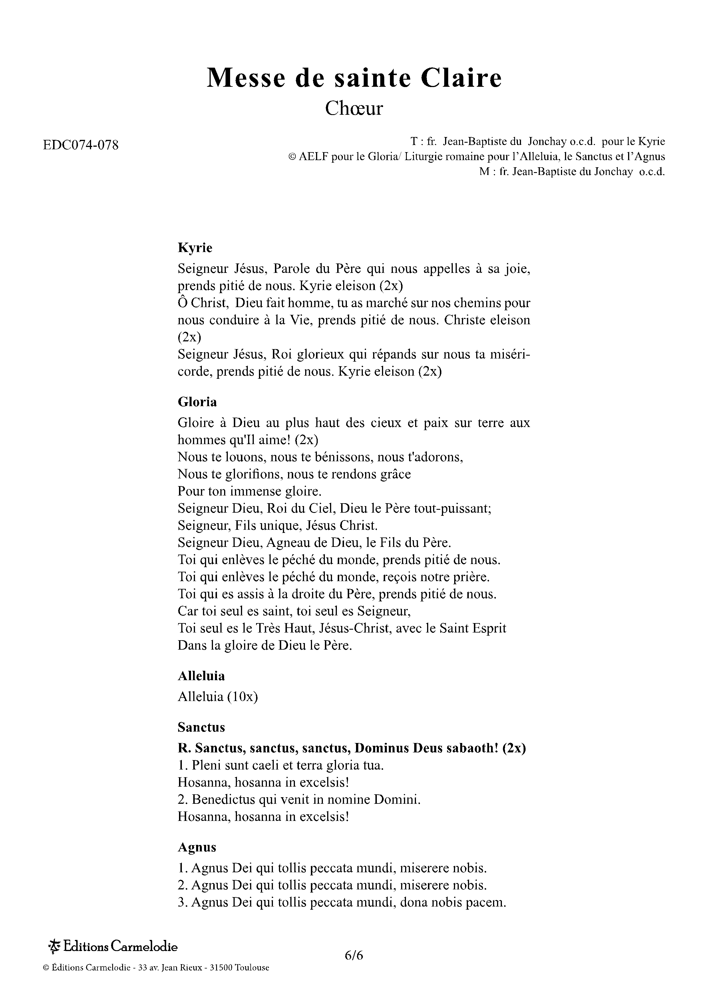 Page 6 de Messe de Sainte Claire