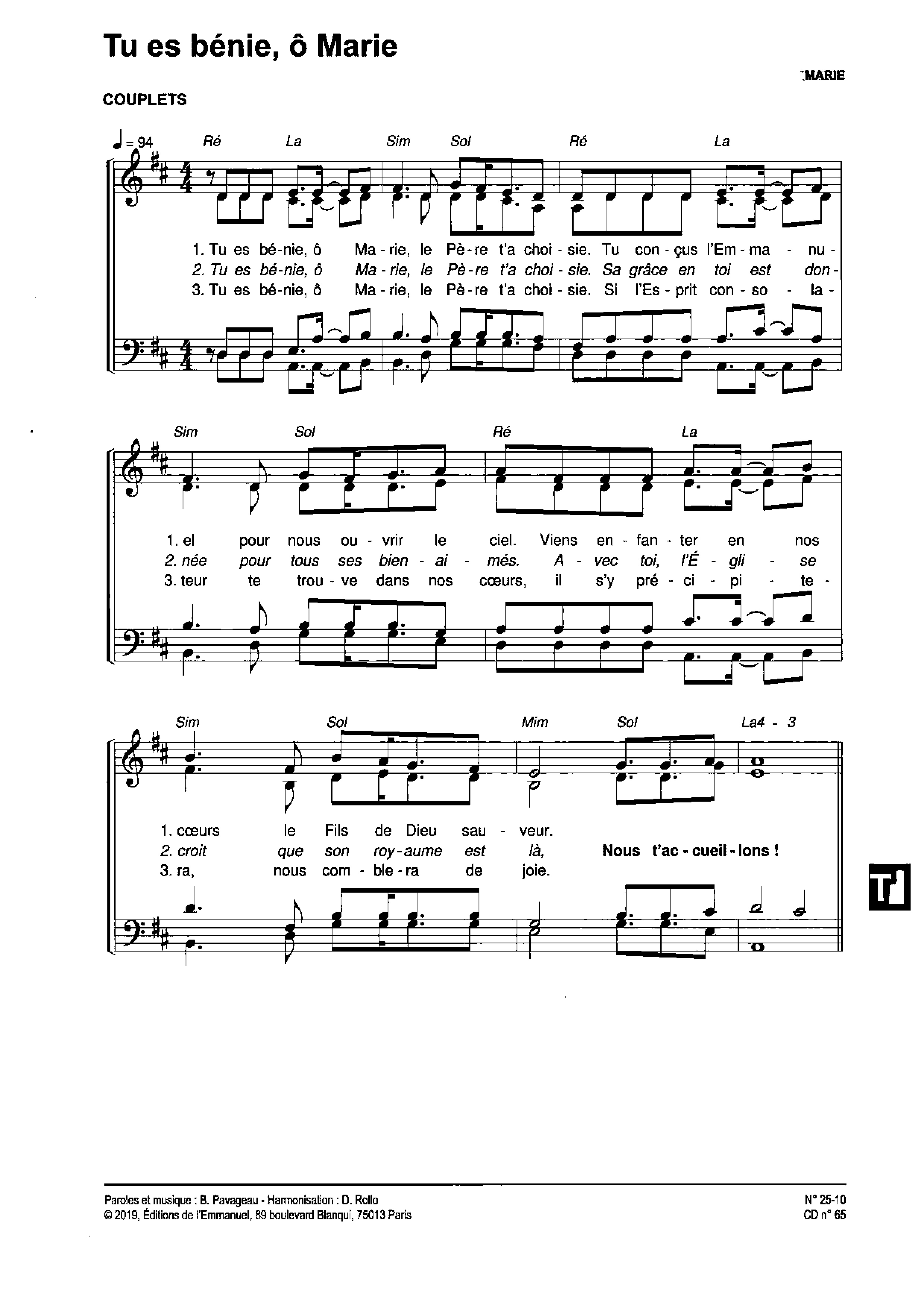 Page 2 de Tu es bénie, ô Marie