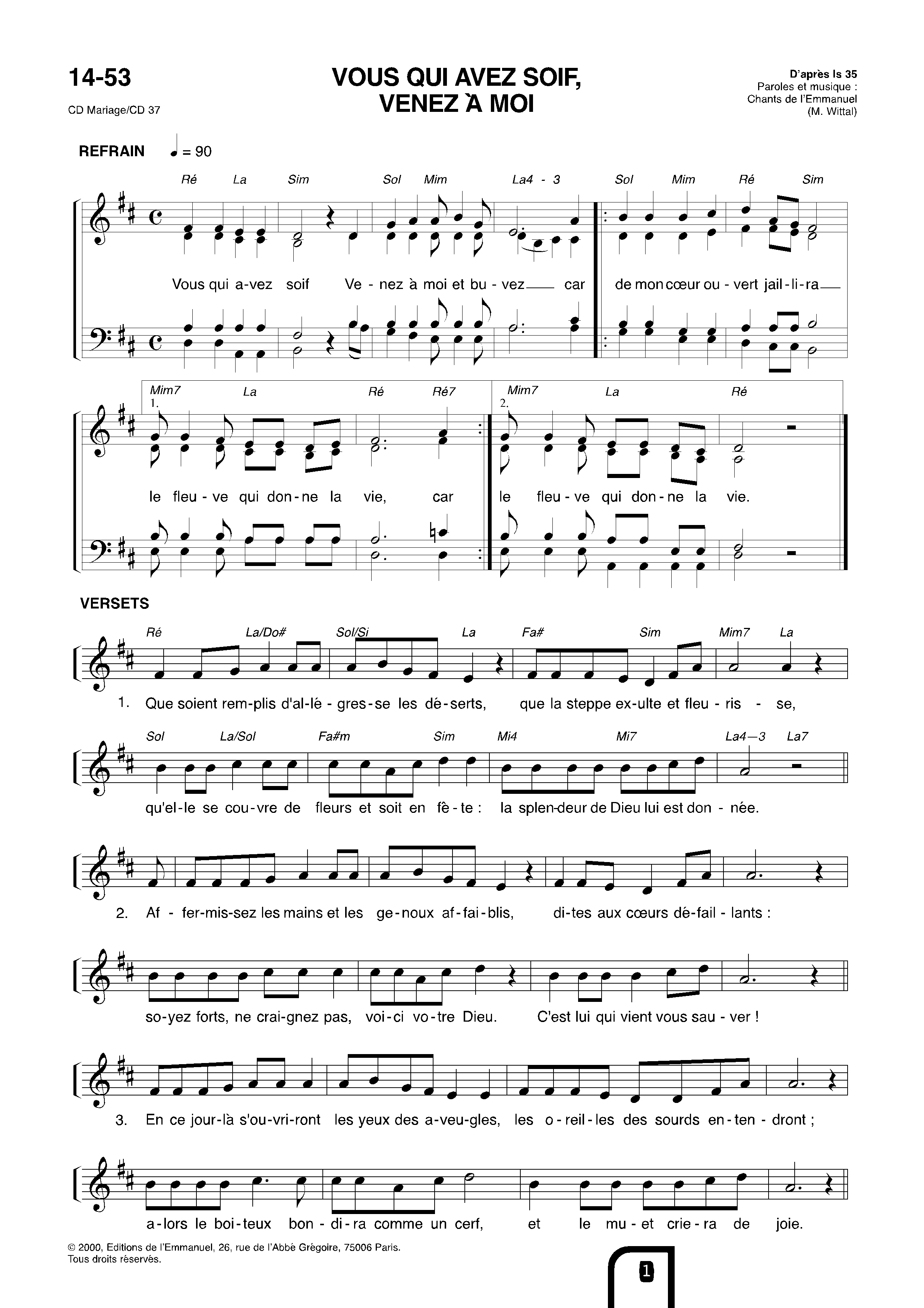 Page 1 de Vous qui avez soif, venez à moi